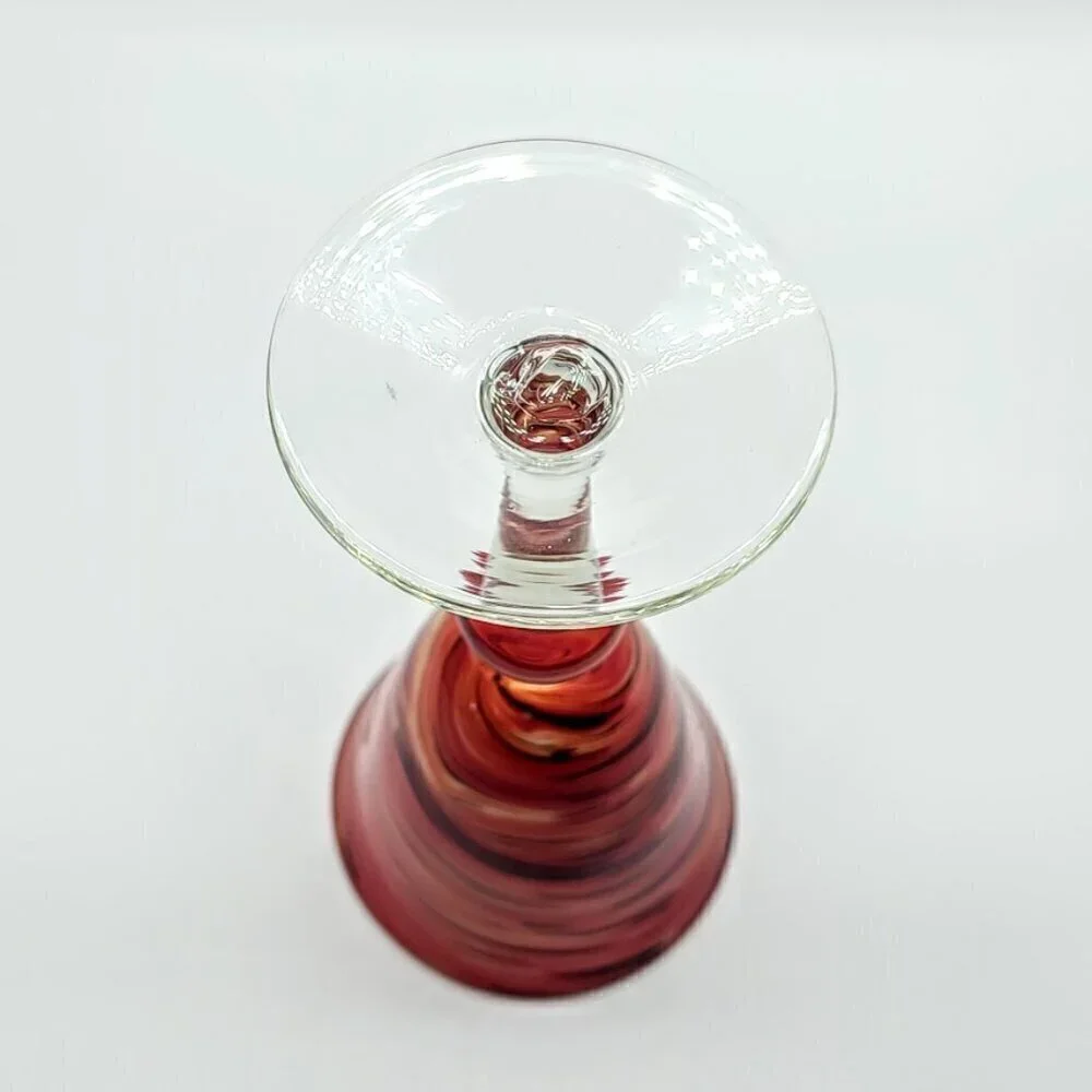 Pier 1 Red Twist Blown Glass Water Goblet
